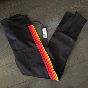 Black Leggings with Red and Yellow Stripes